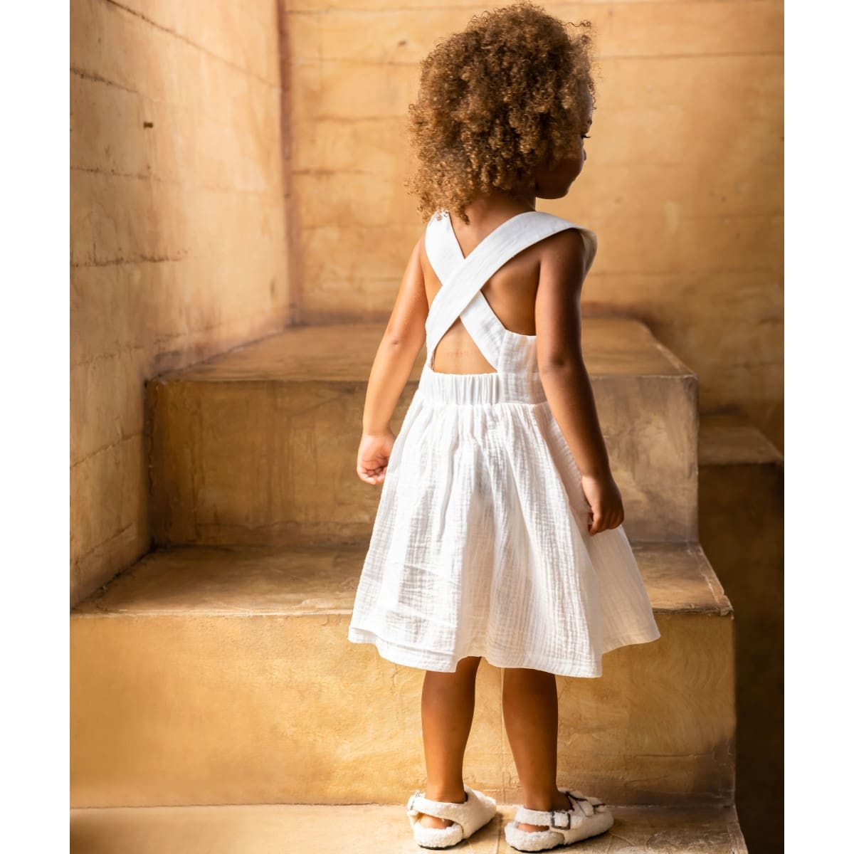 Girl Pinafore Gauze Dress | Off-White