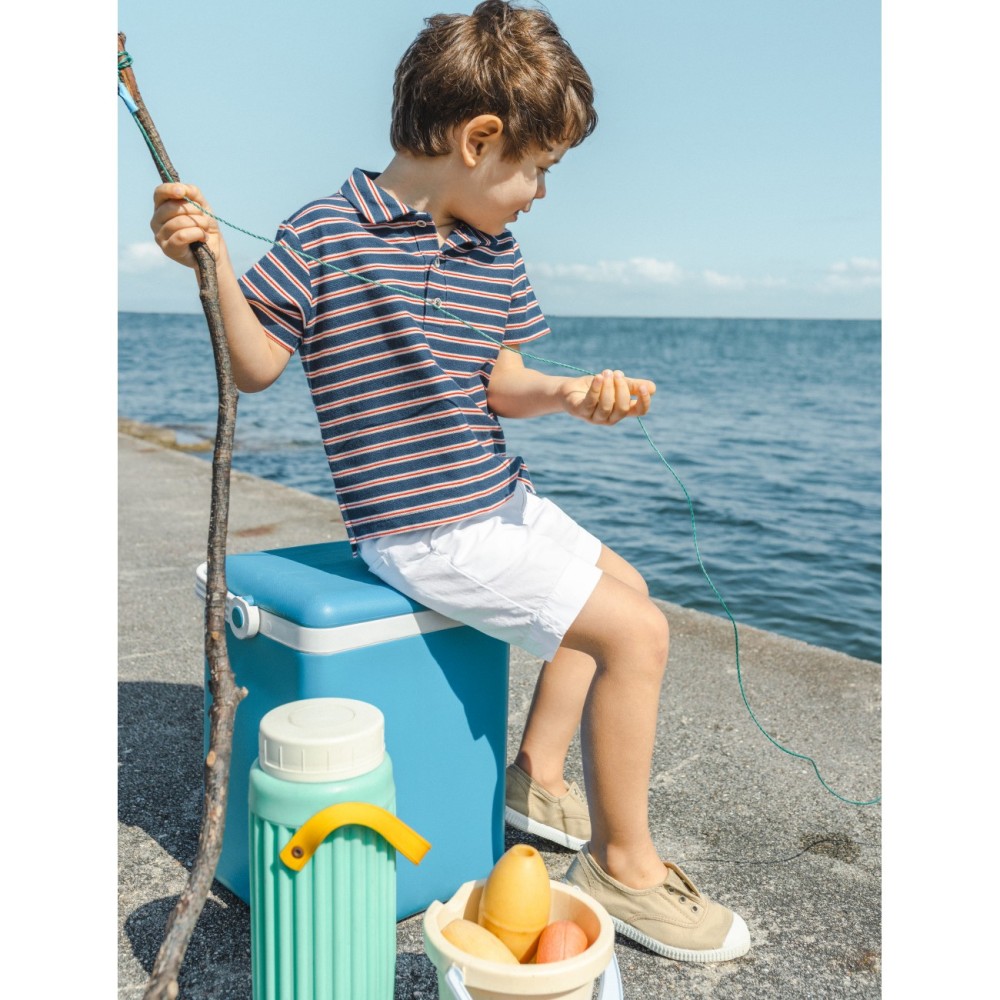 Polo Shirt Striped & Palin Twill Shorts