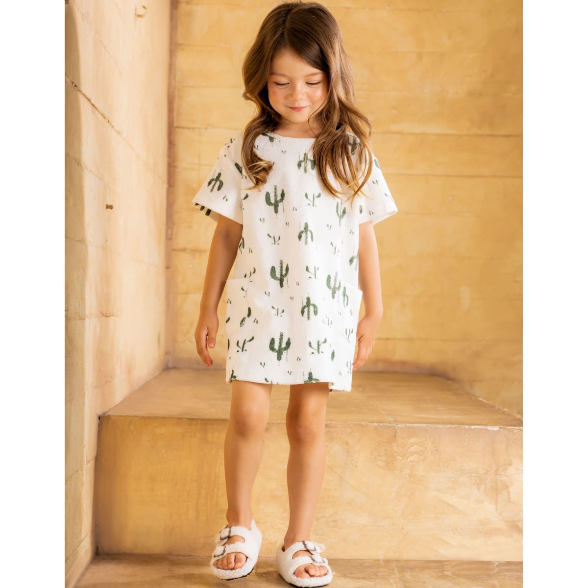 Girls Shift Terry Dress W/ Pockets | Off-White