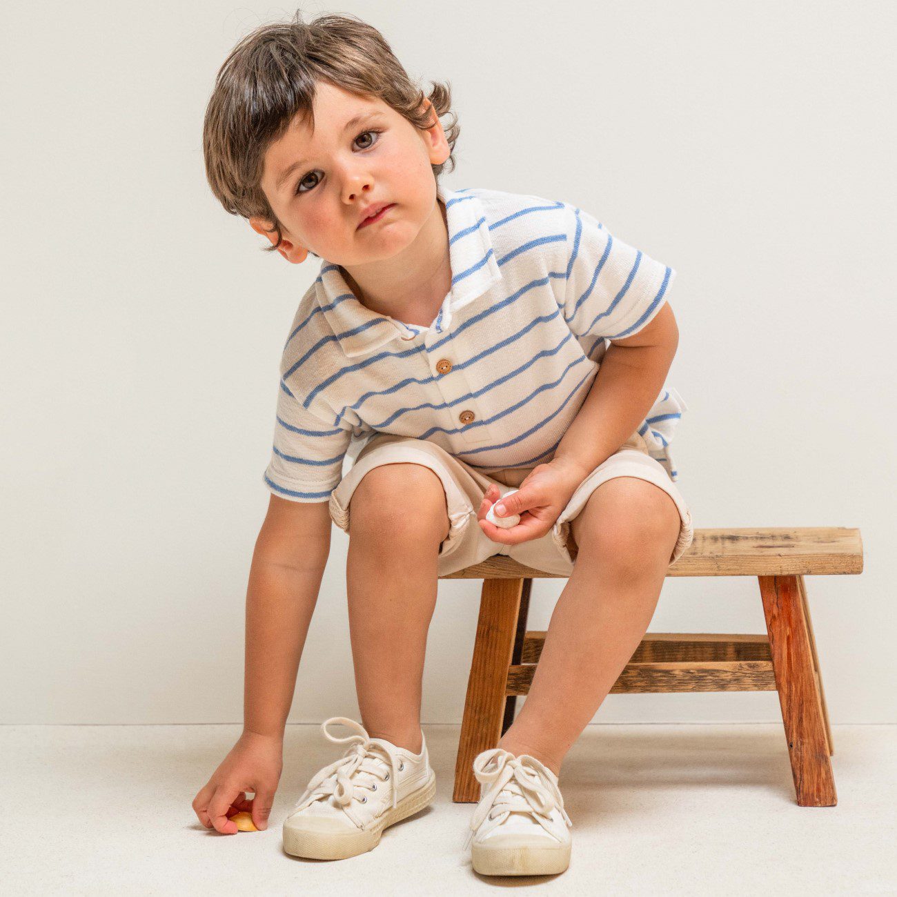 Polo Shirt Stripes & Short Plain In Twill