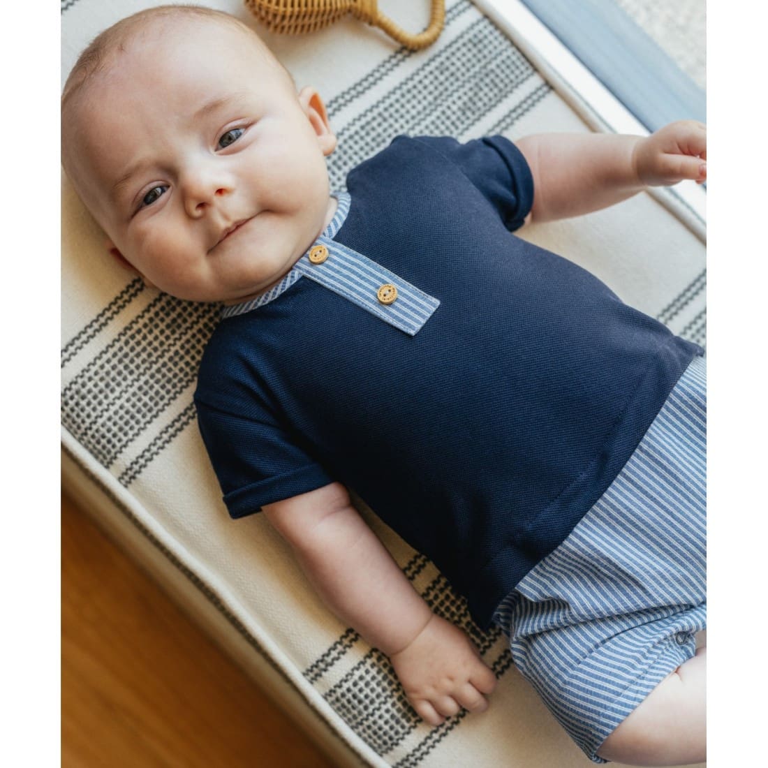 Romper Two-in-one Stripes Seersucker & Pique