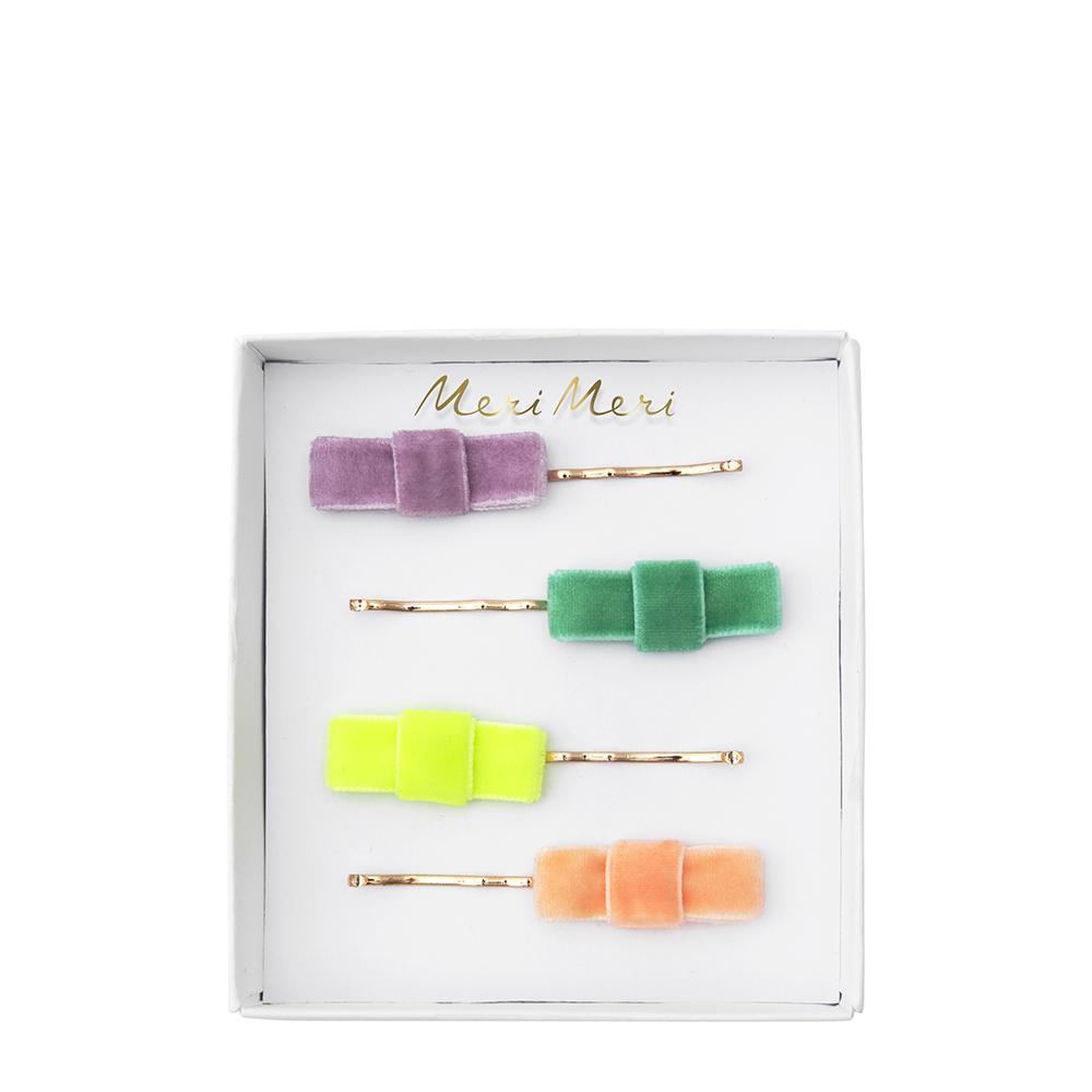 Velvet Bow Hair Slides