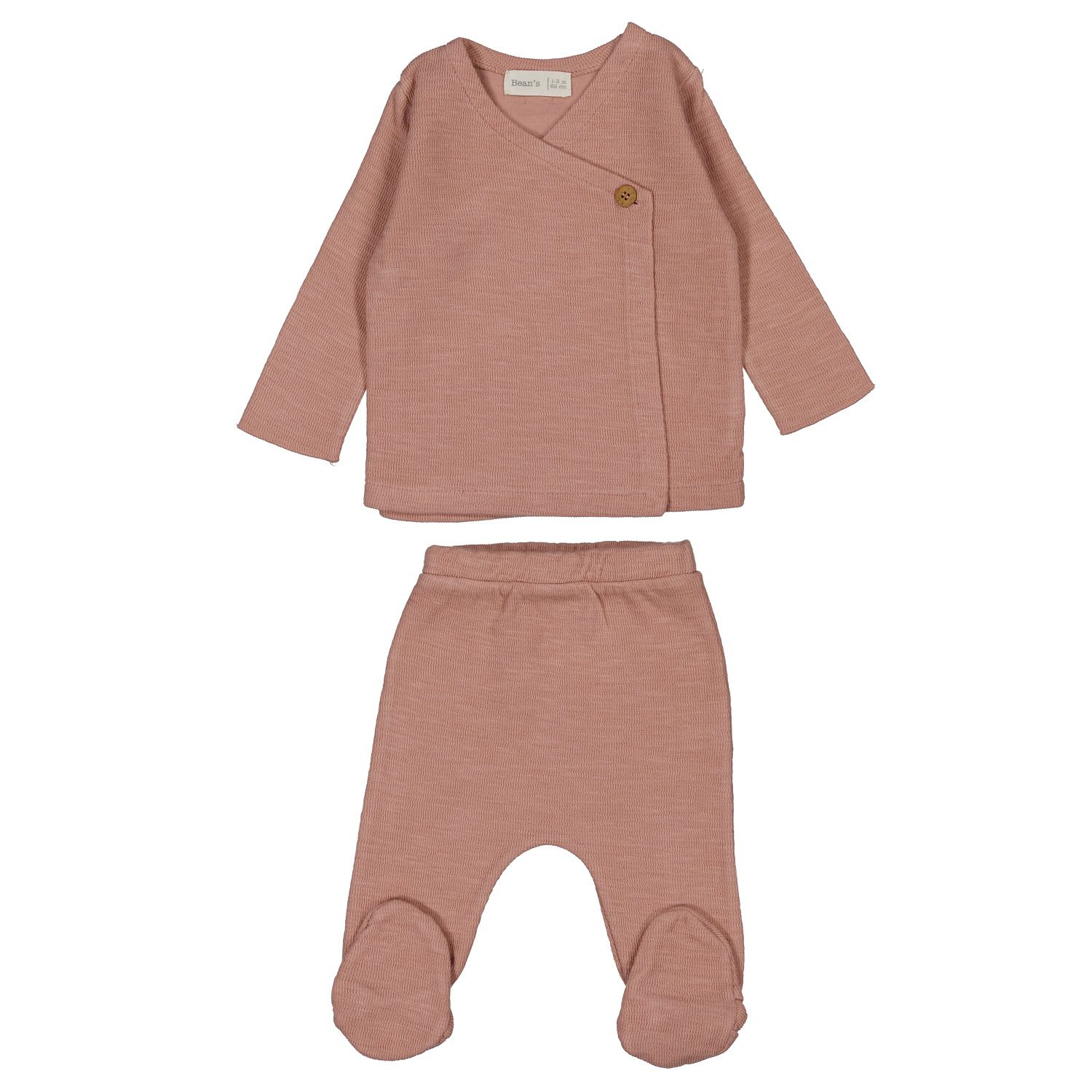 Double Weave Wrap Over Top & Footed Leggings | Old Pink