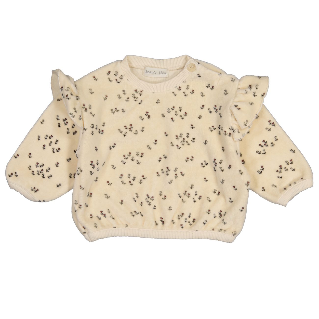 GLOVES-Sweatshirt flowers Ecru