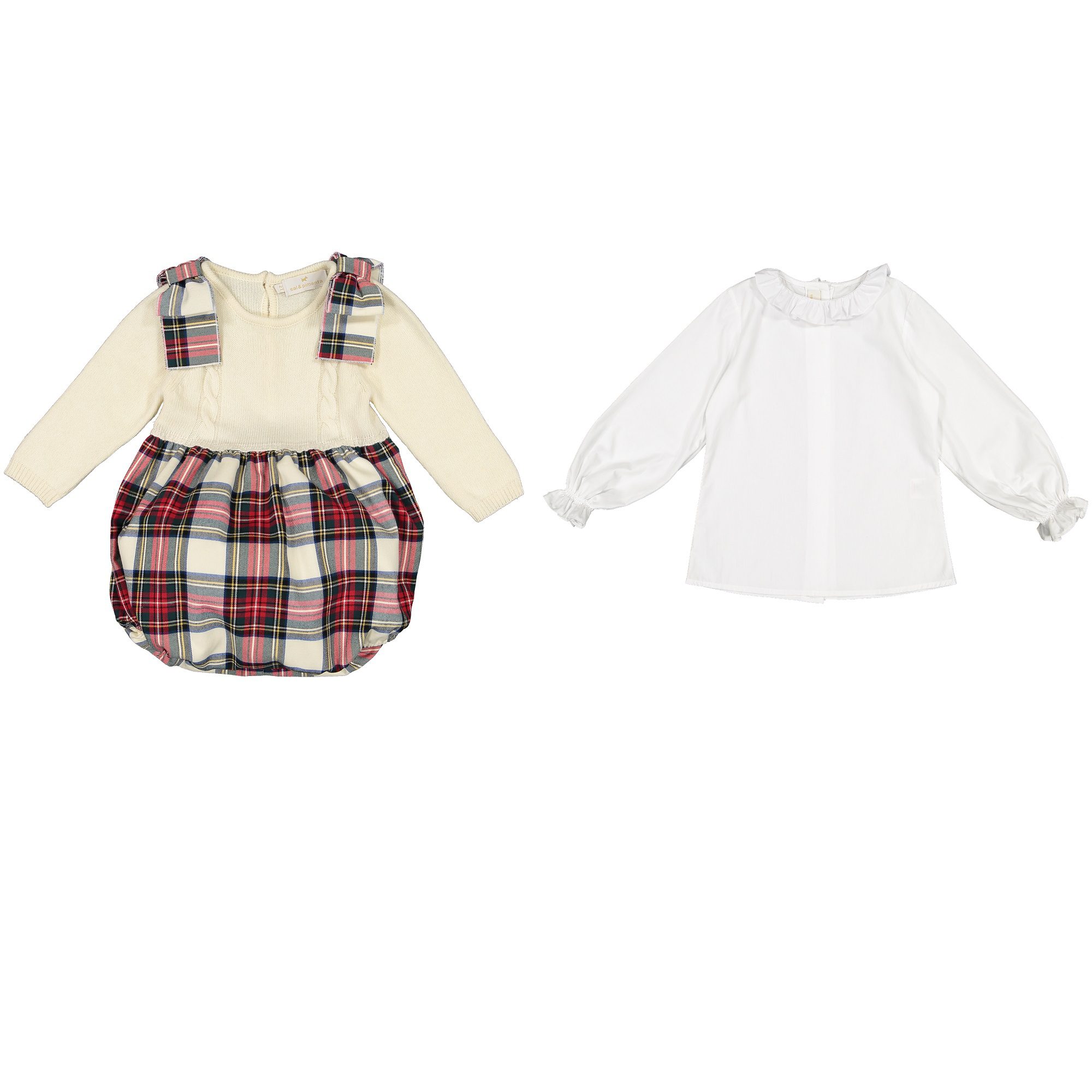 White Christmas Romper & Frilled Collar Top