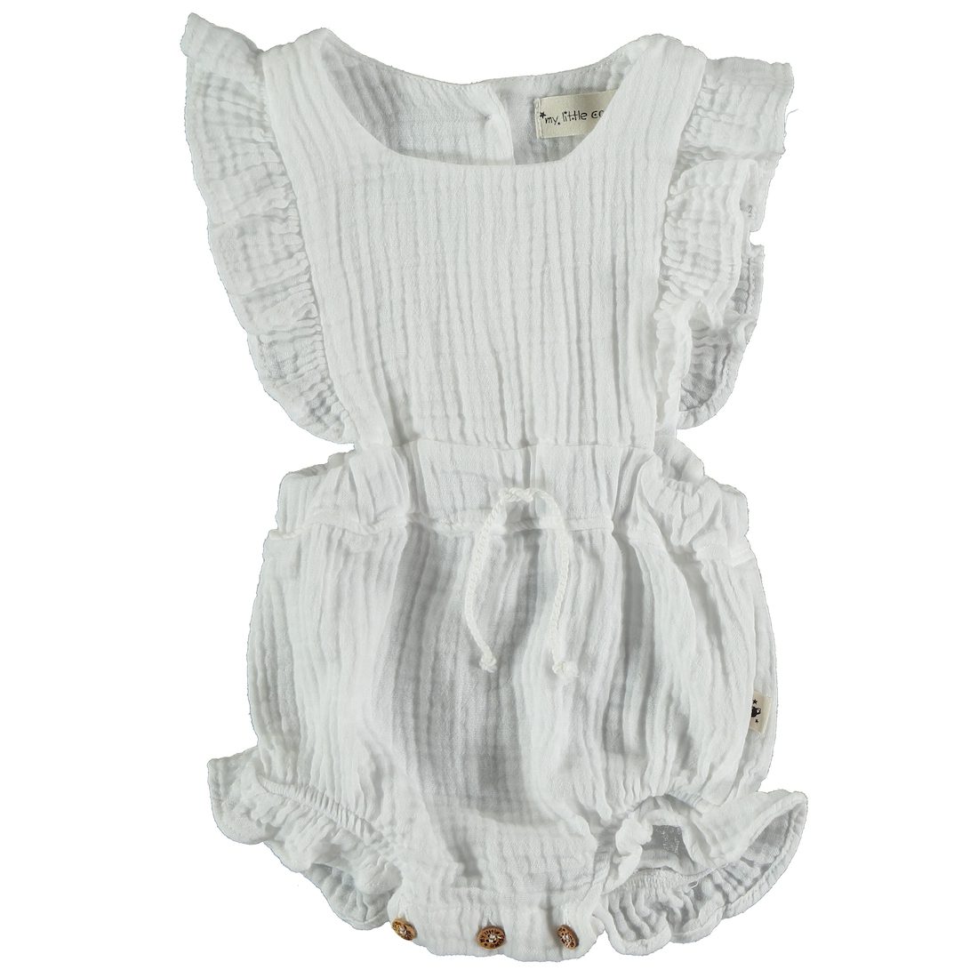 White Gauze Ruffle Baby Romper