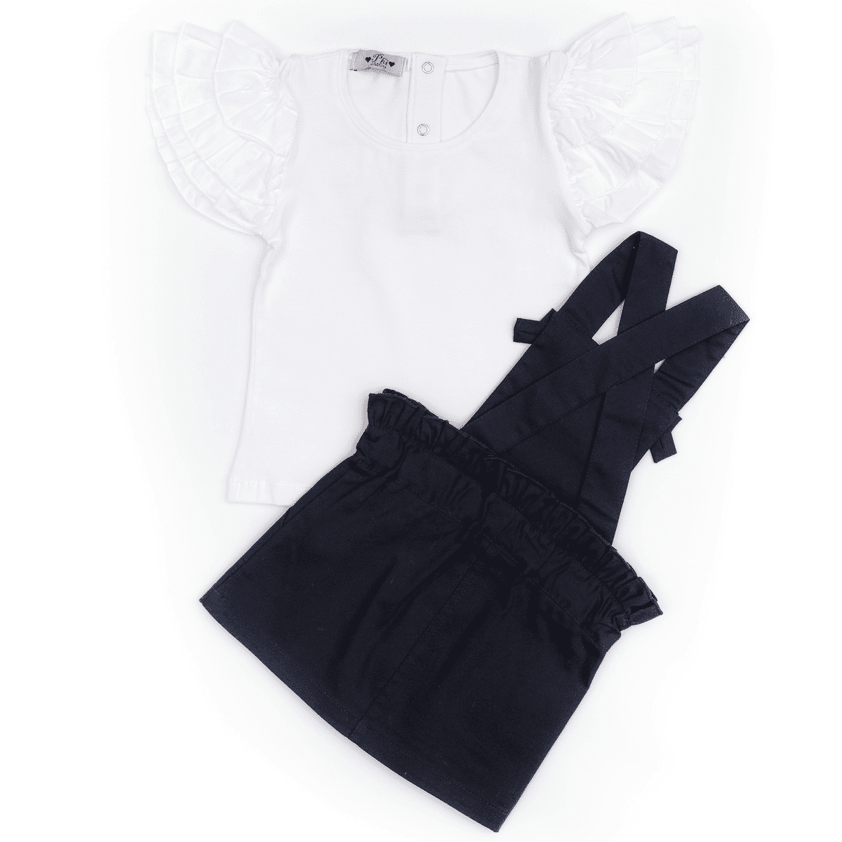 White Tee & Blue Pinafore Dress