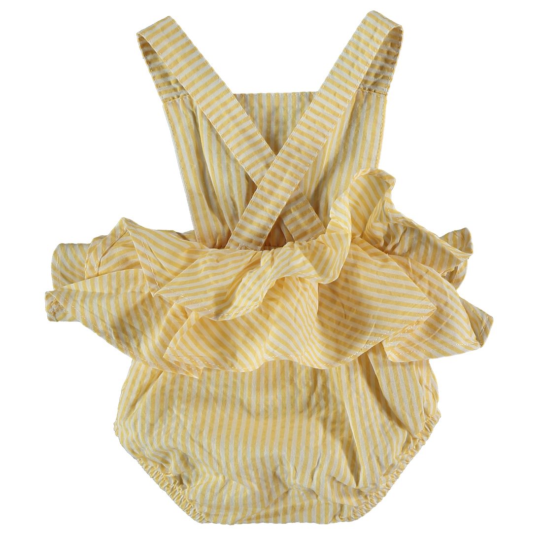Yellow Stripped Seersucker Baby Romper