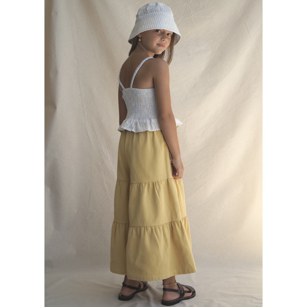 Rosa Top Azure Stripe & Yolanda Pant Saffron