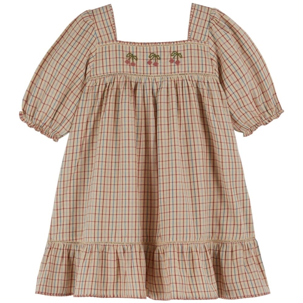 Vanilla Check Embroidered Dress