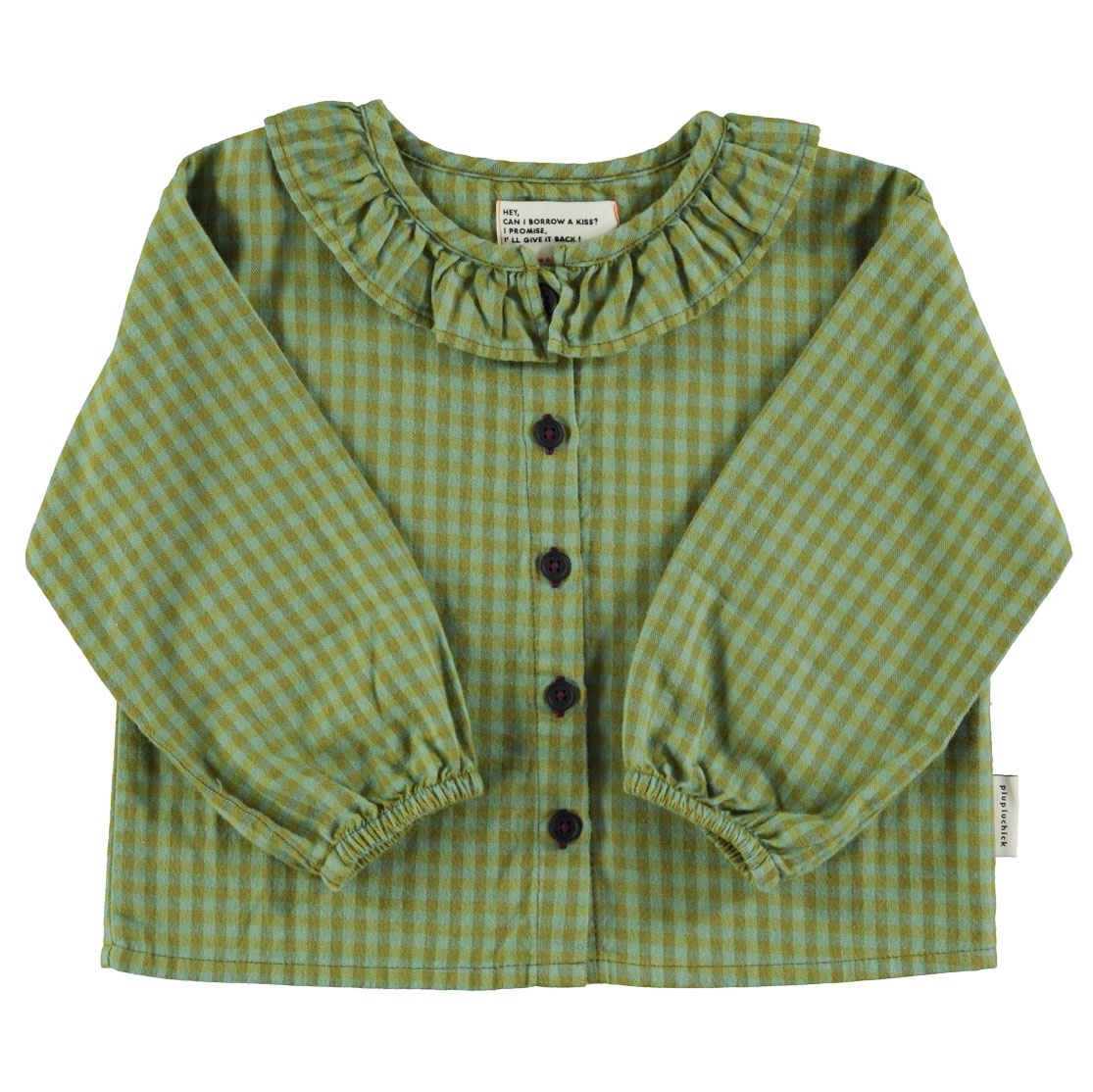 Blouse W/ Collar Green Checkered