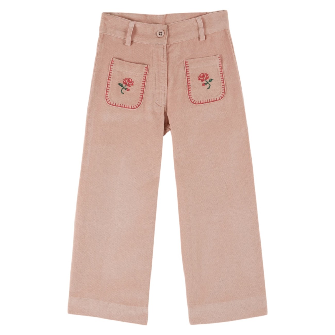 Peony Embroidered Velvet Pants