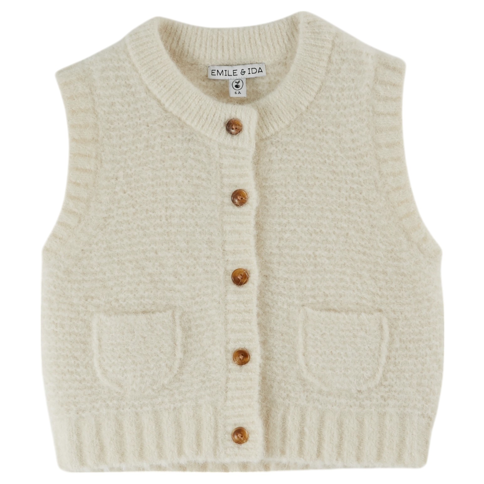 Ecru Sleeveless Cardigan