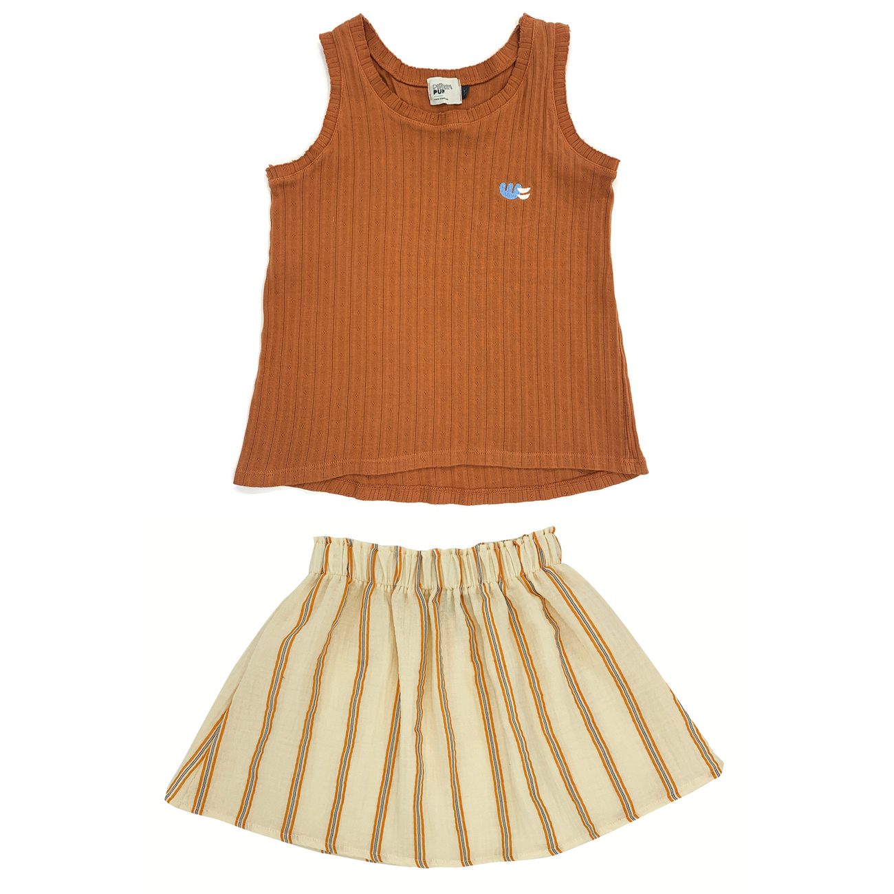 Gaviota Clay T-Shirt & Petxina Raw Stripes Skirt