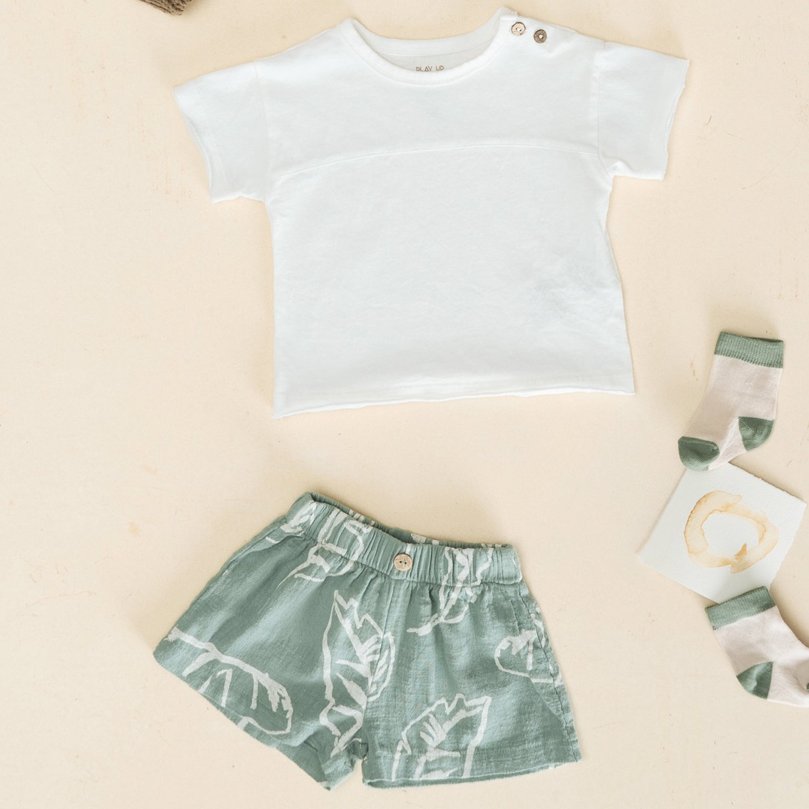 Baby White Tshirt & Shorts Set