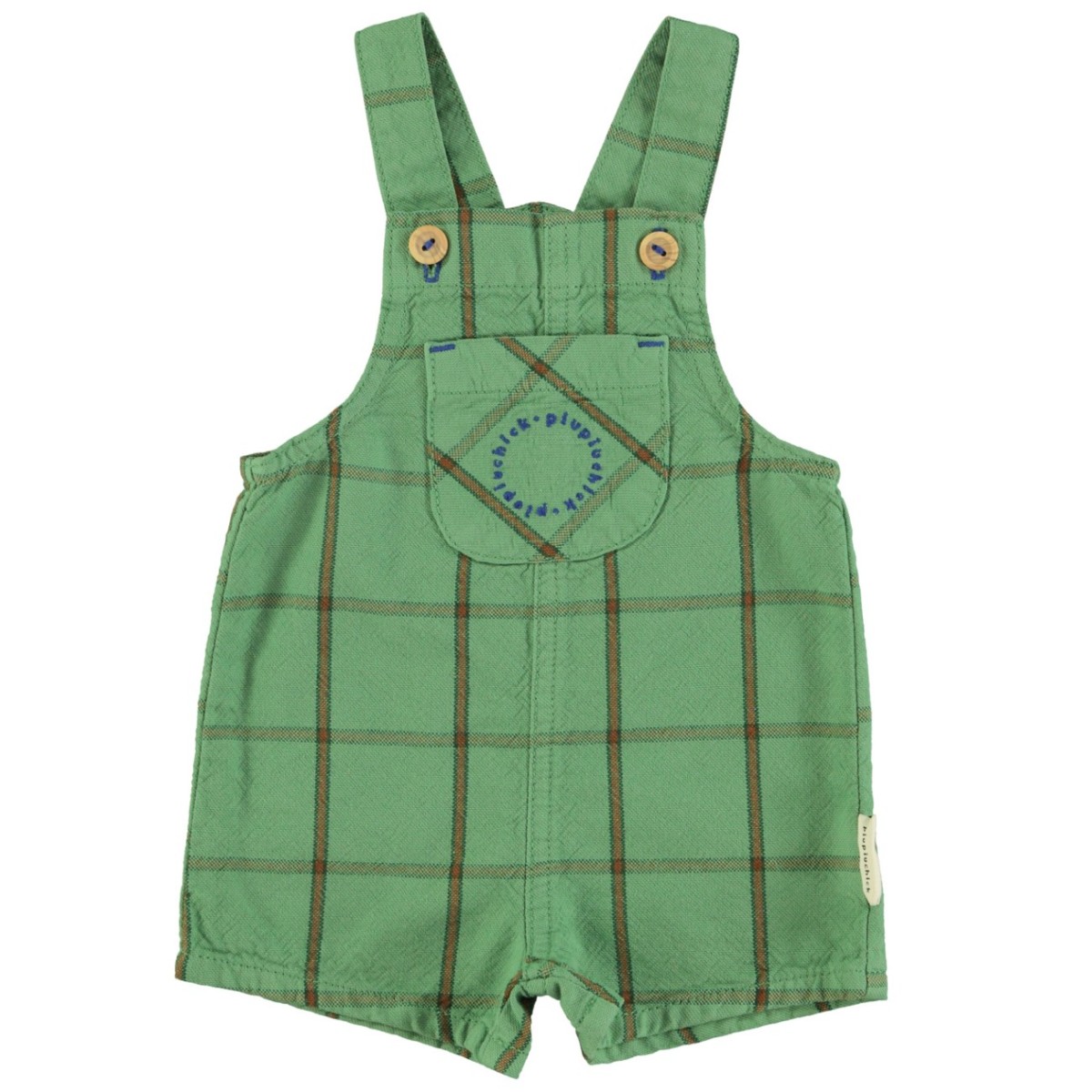 Baby Short Dungarees | Green Checkered