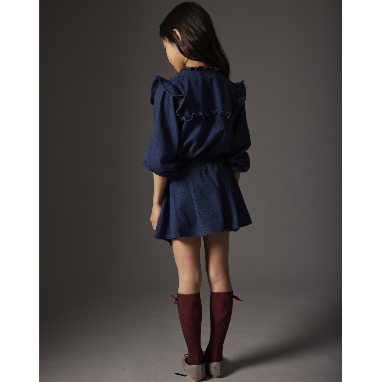 Dobby Denim Blouse & Dobby Denim Skirt