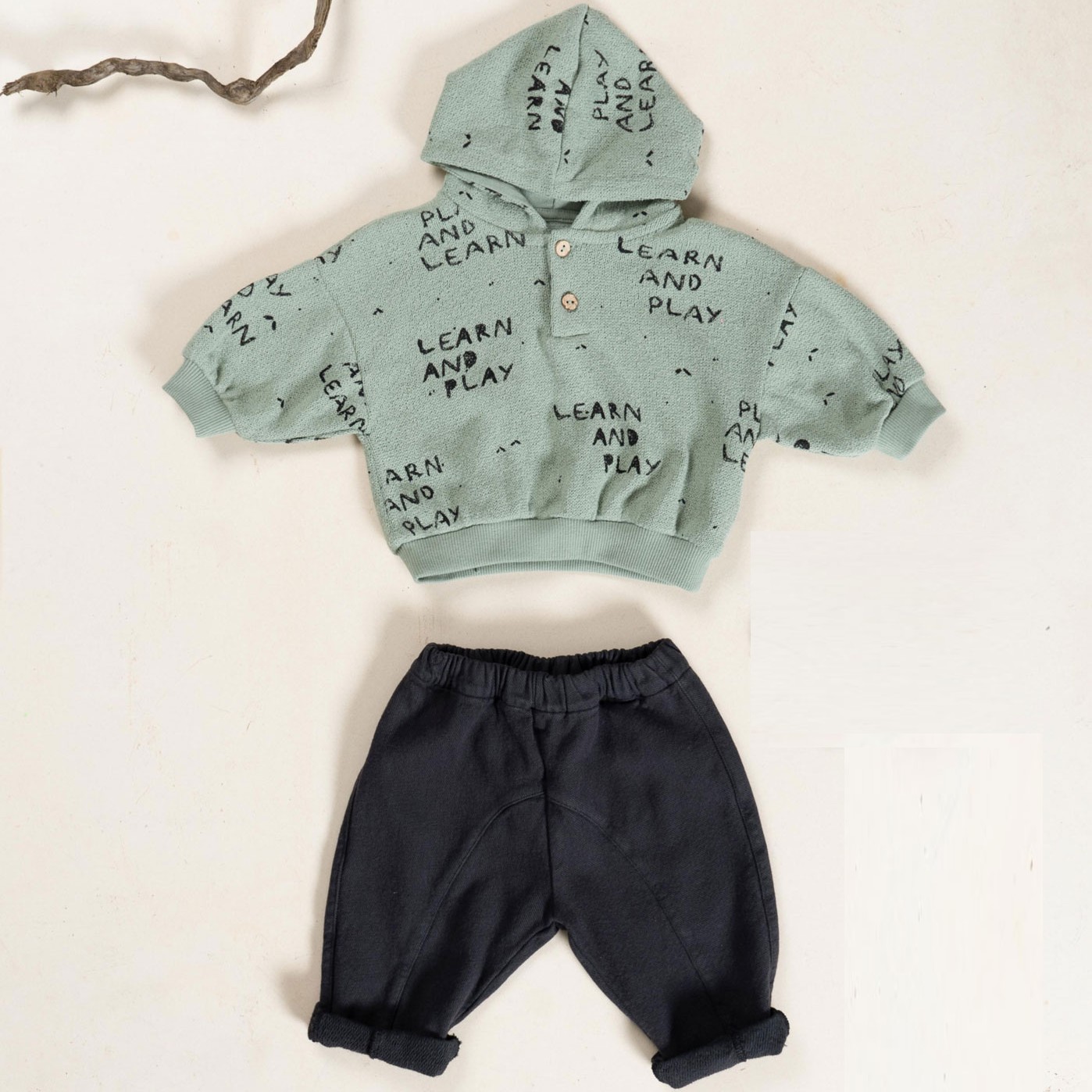 Hooded Sweatshirt & Twill Trousers