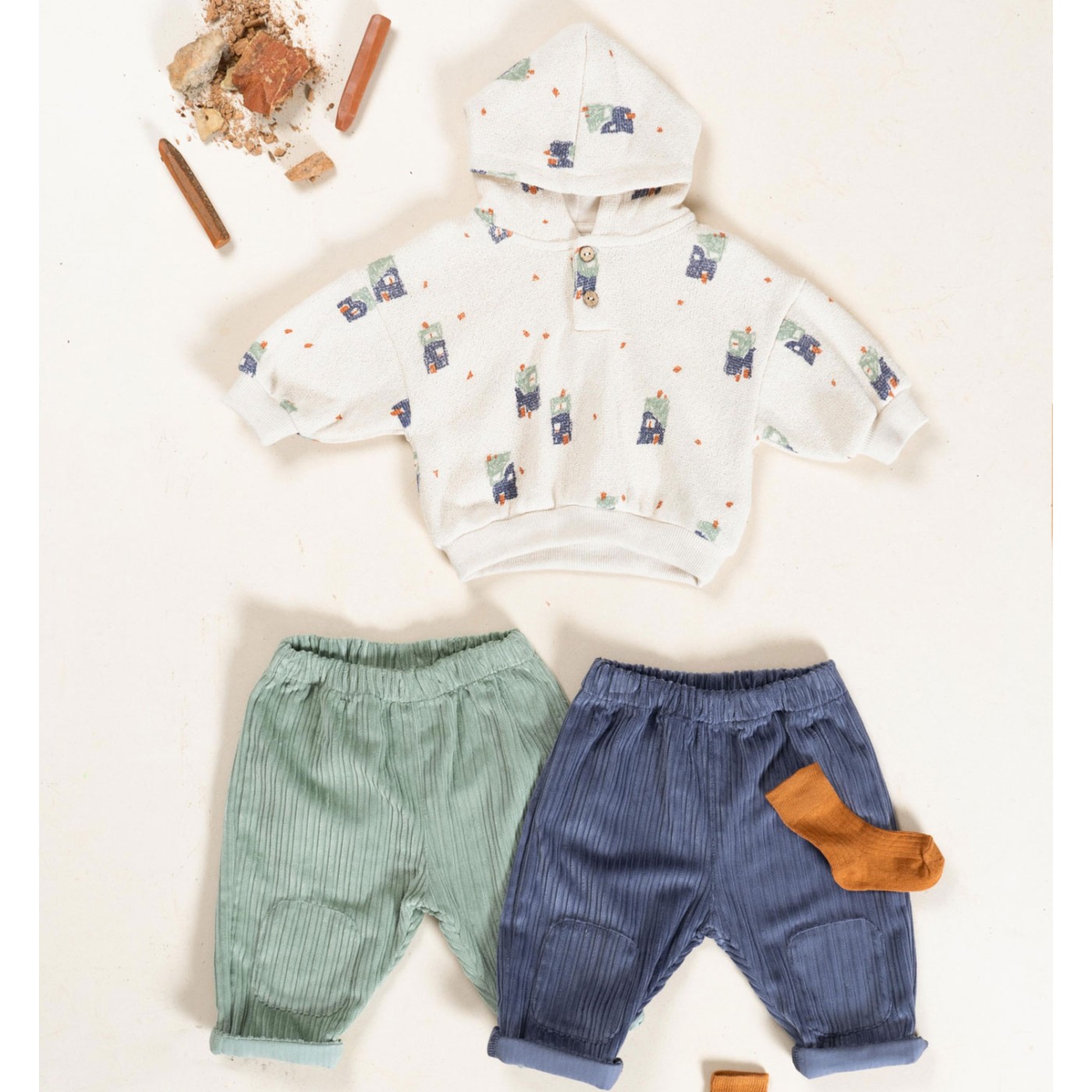 Hooded Sweatshirt & Corduroy Trousers