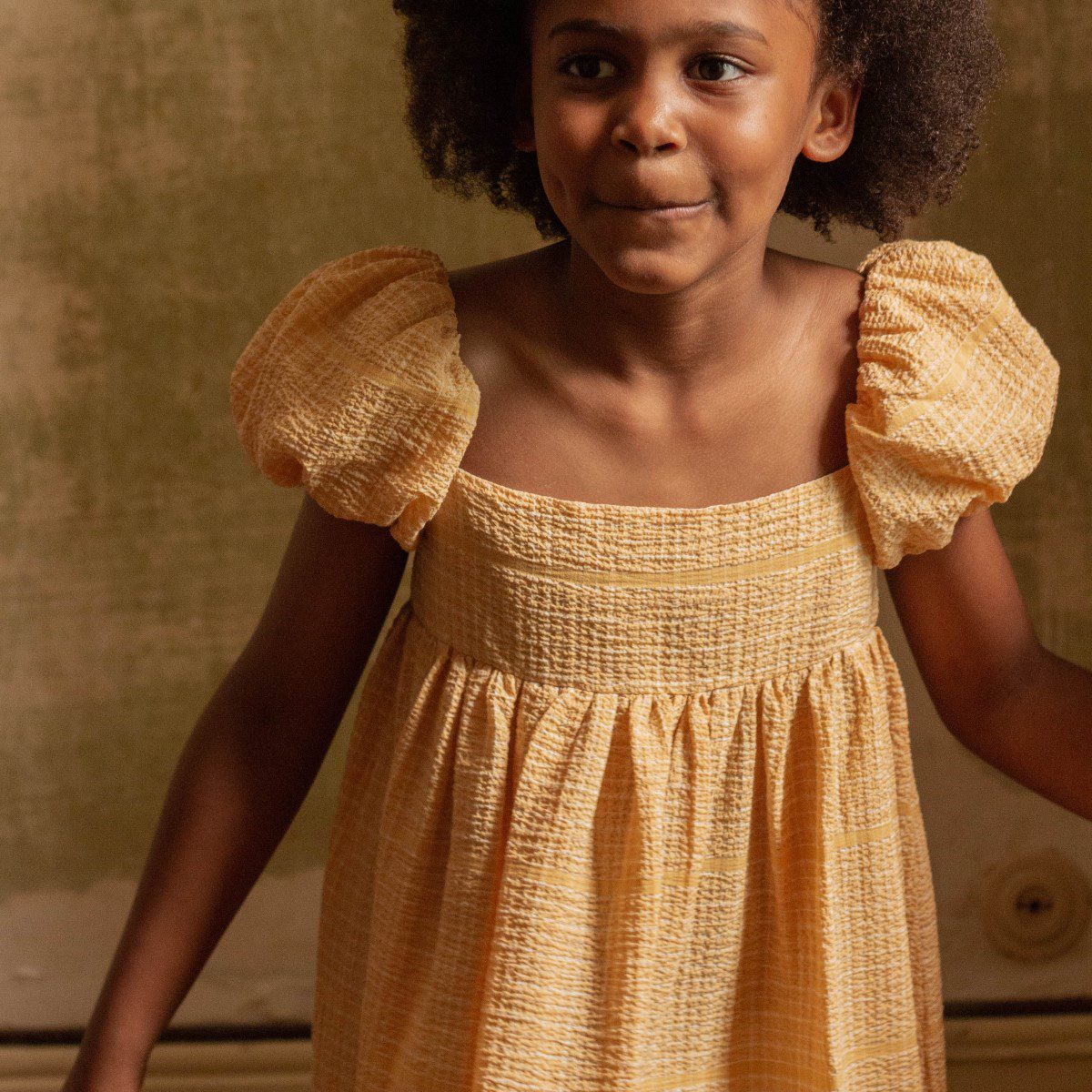 Amina Dress | Biscuit Seersucker