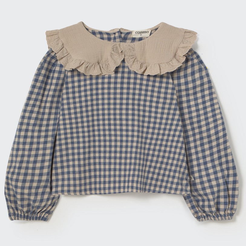 Stone Gingham Flannel Blouse
