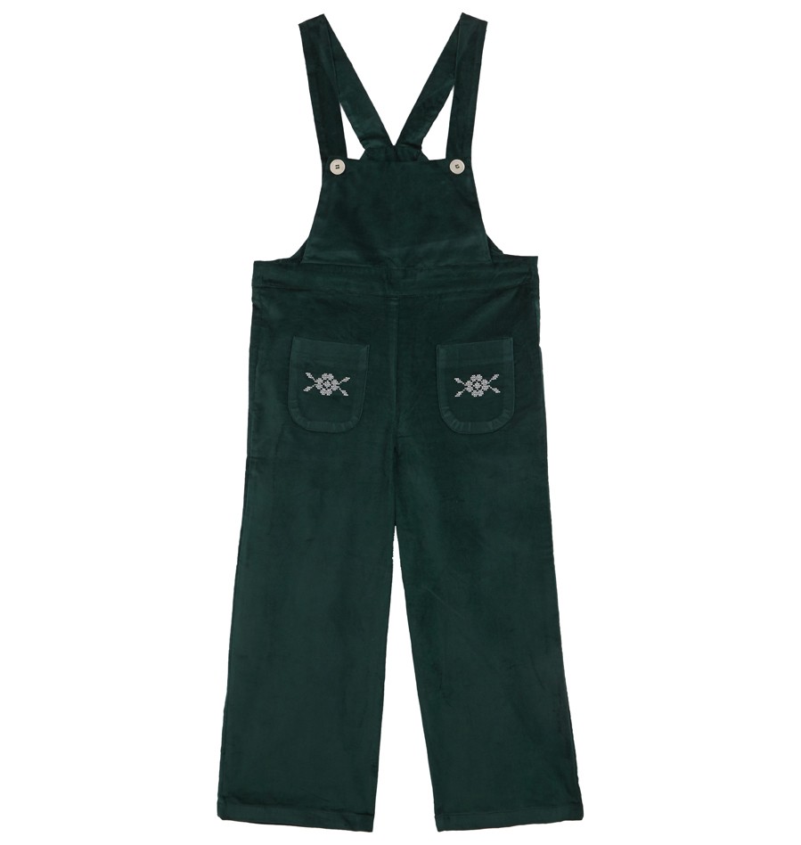 Green Antique Velvet Embroidered Overall