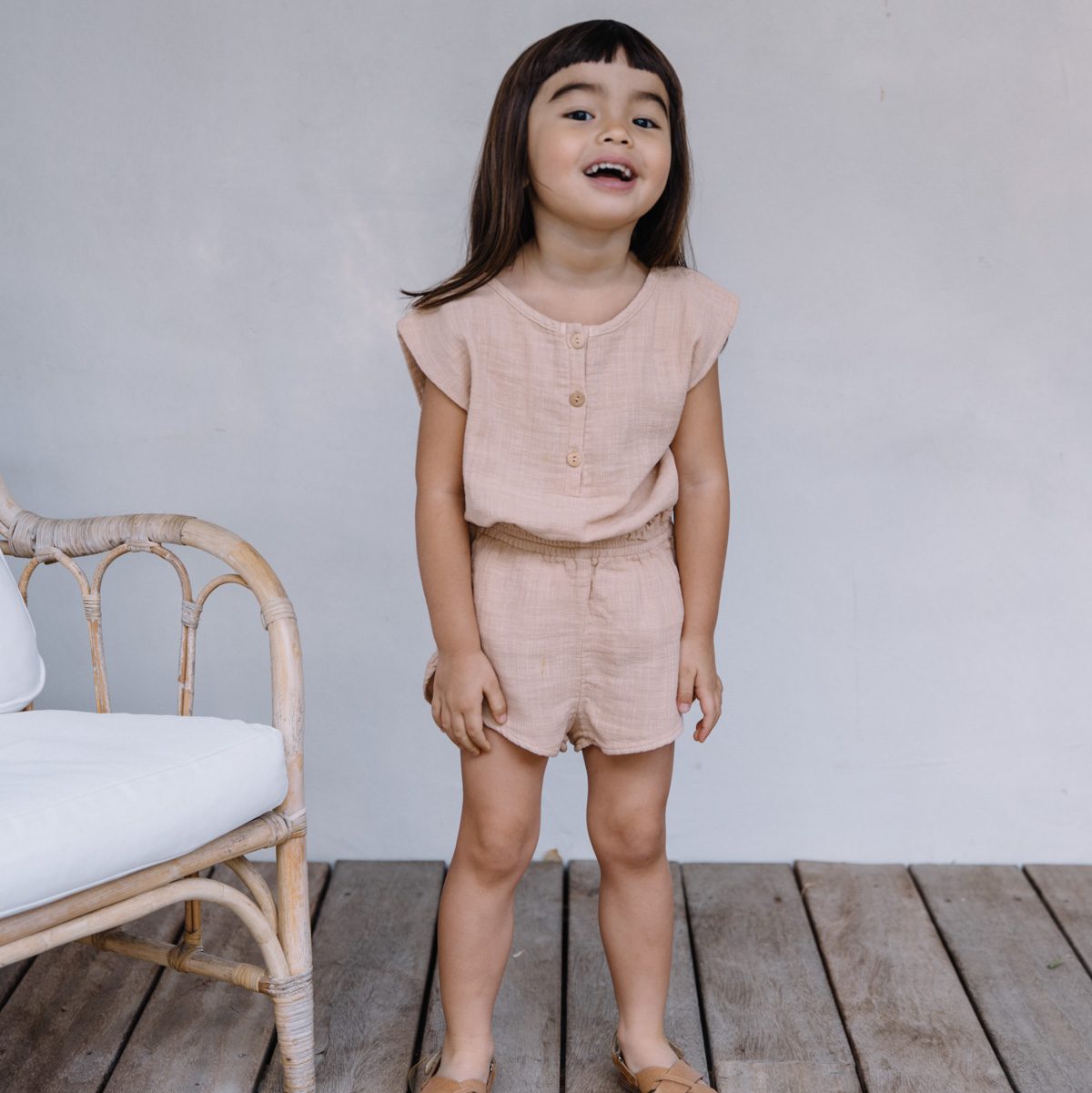 Roman Blouse & Georgette Shorts | Peach