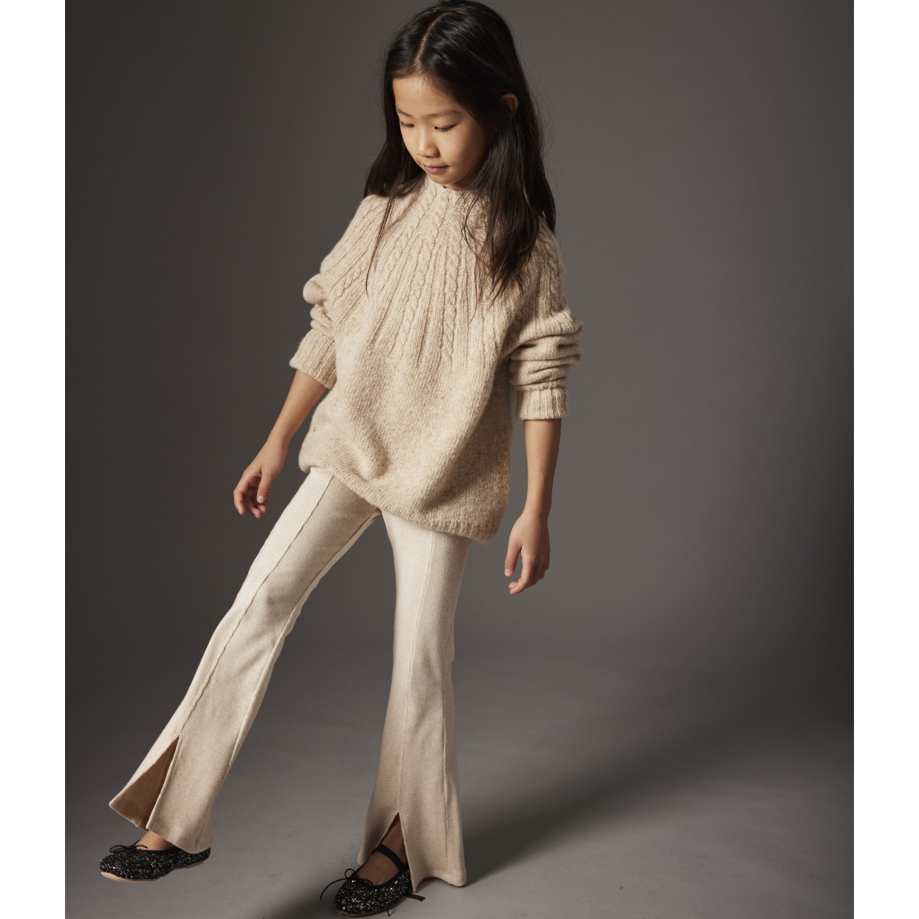 Soft Cotton Rib Sweater & Leggings Stone