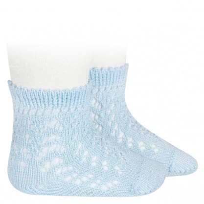 2518/4 Cotton Openwork Short Socks | Baby Blue 410
