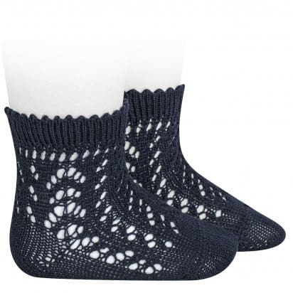 2518/4 Cotton Openwork Short Socks | Navy 480