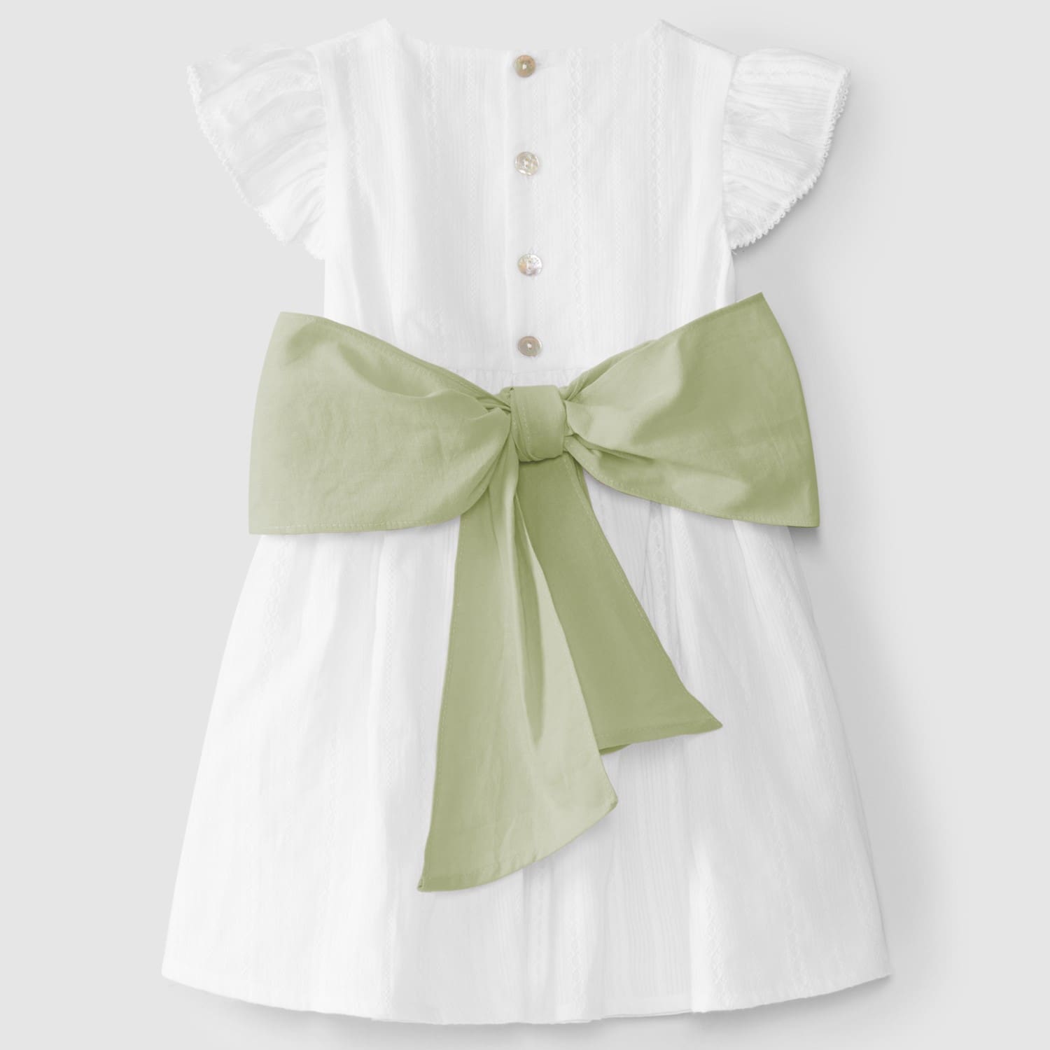 Embroidered Fabric Dress W/ Sash