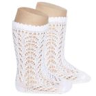Openwork Knee High Socks | White (200)
