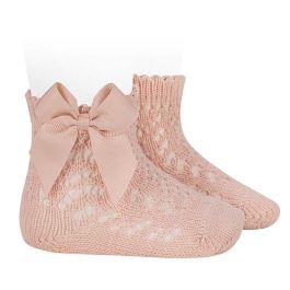 Perle Openwork Short Socks W/ Bow | Nude (674)