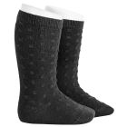 2318/2 3d Polka Dot Relief Knee Socks | Black 900