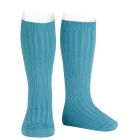 2016/2 Basic Ribbed Knee High Socks | Stone Blue 435