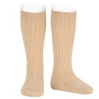 Merino Wool Blend Rib Socks | Beige 935