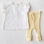 Larissa Gauze Ivory T-Shirt & Cress Yellow Rib Slub Leggings