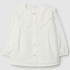 Textured Fabric Blouse W/ English Embroidery Collar