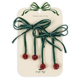 2 Pack Cherry Bow Hair Clips Smoke Pine