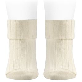 Rib Socks W/ Double Folded Cuff | Beige 303