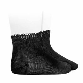 2362/4 Ceremony Short Socks W/ Openwork Cuff | Black 900
