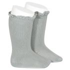 Knee High Socks W/ Lace Edging Cuff | Dry Green 756