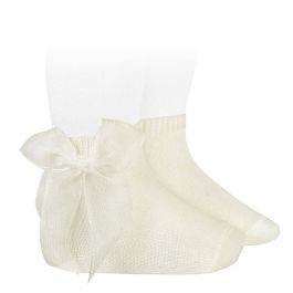 2439/4 Ceremony Short Socks W/ Organza Bow | Beige 303