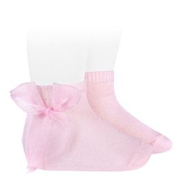 2439/4 Ceremony Short Socks W/ Organza Bow | Pink 500