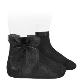 2439/4 Ceremony Short Socks W/ Organza Bow | Black 900