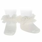 2488/4 Frill Tulle Ankle Socks | Cream (202)