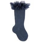 Tulle Ruffle Knee Socks | Lapis Lazuli 484