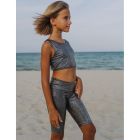 Biker Shorts & Top | Black Glitter