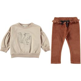 Beige Squirrel Sweasthirt & Clay Velvet Leggings