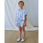 3 Piece Set | Rib Lettuce Edge Top & Floral Crop Shirt & Floral Shorts